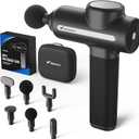 MERACH Pro-Grade Massage Gun, Quiet Massage Gun Deep Tissues, 12MM Percussion Massager Tools for Muscles/Shoulders/Legs/Body Pain Relief, Handheld Massager with 6 Heads & 5 Speeds, Gift for Him (Black)