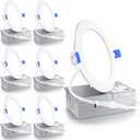 Ensenior 6 Pack 4 Inch LED Recessed Light, Dimmable, 6000K Clear White, 750LM High Brightness, 9W 120V, Damp Rated, Ultra-Thin Canless Wafer Ceiling Light - ETL & FCC & IC