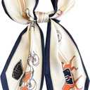 Head Scarf Hair Neck Scarves For Women Purse Bag Scarfs For Handbags Silky Long Thin Satin Headscarf Fashion (B8-white Horse(5.9 X 59inch)