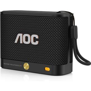 AOC Portable Bluetooth Speaker, Shower Speaker, BT 5.4 with Wireless Stereo Pairing, BassUp, IP65 Waterproof, Dustproof, 30-Hour Playtime, Compact Small for Home, Outdoors, Travel, Black