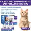 WEALLIN 6 Pack Cat Calming Diffuser Refills - Cat Pheromones Calming Diffuser Refill Relieve Anxiety & Stress 6 Month Supply, Cat Pheromone Diffuser Refills (Fits All Common Diffuser Heads)