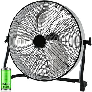 Wutitsi 18 Inch Rechargeable Battery Powered Floor Fan, Large Battery Fan Hi-Velocity Low Noise Cordless, Portable Fan for Outdoor Camping Home