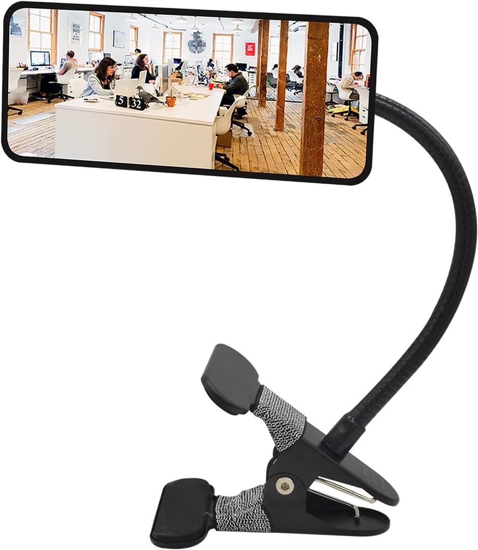 Ampper Acrylic Clip On Security Mirror, Flexible Convex Cubicle Mirror for Personal Safety and Security Desk Rear View Monitors or Anywhere (6.69" x 2.95", Rectangle)