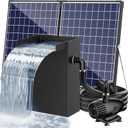 POPOSOAP 55W Solar Pond Waterfall Box with Fountain Pump, 304 Stainless Steel Pond Waterfall Spillway, Pond Spillway with 9.8FT PU Corrugated Tubing for Garden Waterfall,Water Features-P5552H