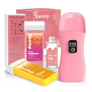 Roll on Wax Kit for Hair Removal, Wax Roller Waxing Kit for Women, Smart Roll on Wax Warmer, Digital Temperature Display, Suitable for Beginners Waxing, Pink