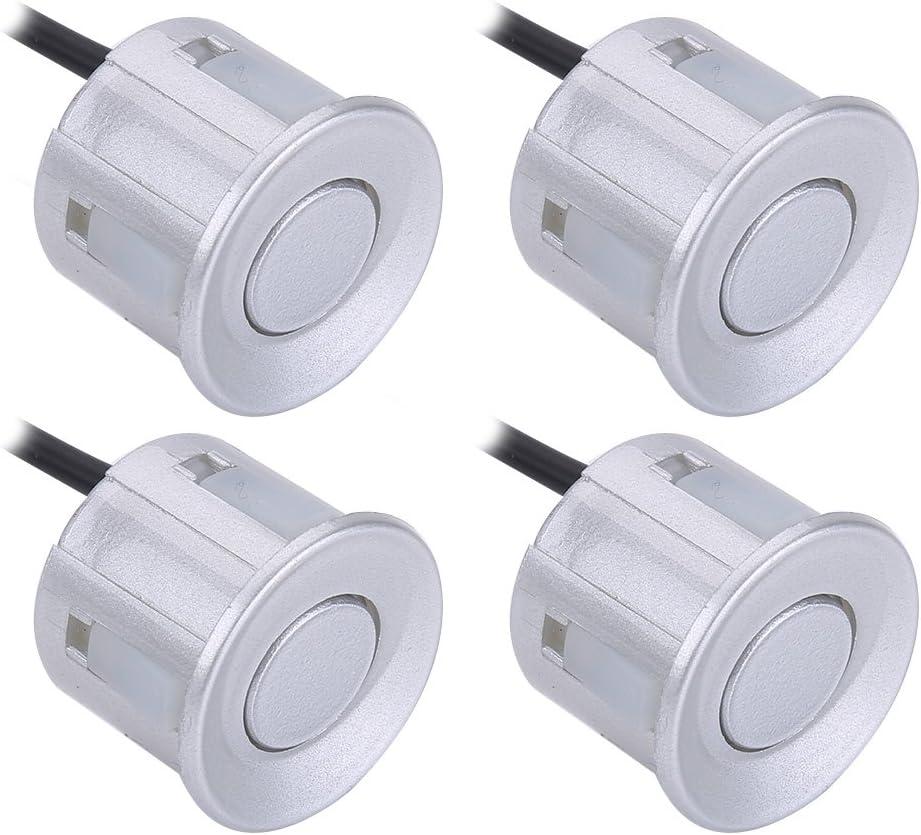 Qiilu 4pcs Reverse Backup Parking Rear Bumper Park Assist Object Sensor Silver for Most Vehicles