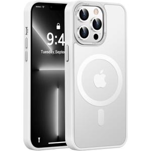Newfuture Designed for iPhone 13 Pro Max Case with Magnetic [13 FT Military Drop Protection] [Compatible with Magsafe] Slim Translucent Matte Shockproof with Anti-Fingerprint Phone Case, Frosted White
