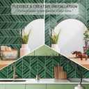 10-Sheet Chevron Peel and Stick Backsplash Tiles 11.4"9", Stick on Backsplash Self Adhesive Wall Tile for Kitchen Bathroom Office, Deep Green