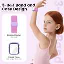 sylacor Braided Stretchy Band with Case Compatible with Kids Apple Watch Band (Purple, 38mm)