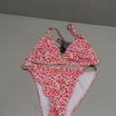 ZAFUL Women's 2 Piece Floral Print Swimsuit Triangle String High Cut Bikini Sets Bathing Suit (1-Red Multicolor,M) US6