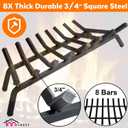33 inch 8 Bar Fire Grates, Heavy Duty Solid Steel Indoor Chimney Hearth Outdoor Fire Place Kindling Tool Pit Wrought Iron Wood Stove Firewood Burning Rack