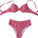 SOLY HUX Women's Floral Print Underwire Bikini Set 2 Piece High Waisted Boho Swimsuit (Large)