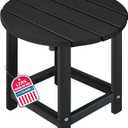 LZRS Round Adirondack Patio Side Table End Table, Outdoor Side Tables for Patio, Backyard,Pool, Indoor Companion, Easy Maintenance & Weather Resistant(Black)