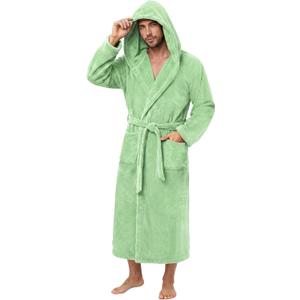 PJGGZ Men's Bathrobes with Hood, Soft Long Towel Robe for Men - Super Absorbent Quick Dry yet Warm (Large-X-Large)