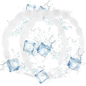 Cooling Neck Tube Ice Ring Neck Cooler Reusable 18℃/64℉ Freeze for Hot Summer, Wearable Cooling Neck Wraps Outdoor Sports Workers White 2 Pack