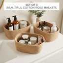 Beautiful Storage Basket Set of 3 - Sturdy Jute Rope Baskets for Shelves Are Perfect for Organizing Your Home - Quality Storage Bins Easily Fit With Any Nursery or Bedroom Decor