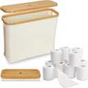 Toilet Paper Basket, Toilet Paper Storage with Lid The Ultimate Bathroom Organizer Toilet Paper Organizer Basket Bathroom Accessories Holder Free Standing Toilet Paper Holds Up to 9-12 Rolls(Beige)