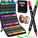 Tongfushop 84 Colors (14 Metallic) Acrylic Paint Marke, Dual Fine & Brush Tip Paint Pens, No Bleed & Quick-Dry with Case for Rock Painting, Canvas, Wood, Ceramic, Glass, Adult & DIY Art Supplies