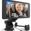 Baby Car Camera Monitor | 5" 1080P IPS Suction Cup Screen - 360 Rotation IR Night Vision 3X Zoom - USB Powered Headrest Mount for Baby Car Cam