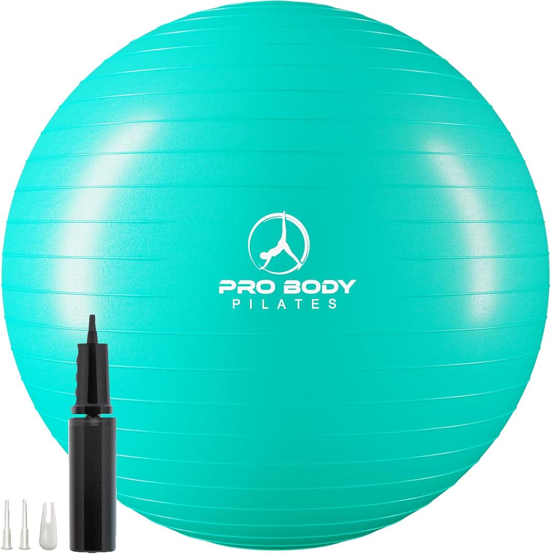 ProBody Pilates Exercise Ball - Multiple Sizes Gym Grade Balance Ball for Fitness, Yoga, Workout, Pregnancy & Physical Therapy (65 cm, Aqua)