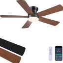 Ayaoty Flush Mount Ceiling Fan with Light and Remote/APP - 48" Low Profile Ceiling Fan with 3CCT Dimmable, 5 Reversible Blades, Modern Indoor Fan Light Fixtures for Bedroom, Kitchen