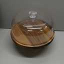 Cake Stand with Lid, Multi-Functional 12in Round Cake Holder, Acacia Wood 2-in-1 Dessert Table Display Set, Charcuterie Board for Cheese ,Fruit Platter, Large Acrylic Cake Dome Cover