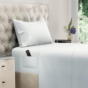 DREAMCARE Twin XL Sheet Sets  3pcs Cooling Sheets  up to 15 Deep Pocket Twin XL Sheets Set  Hotel Luxury Sheets & Pillowcases  Superior Softness 100% Fine Microfiber with Side Pocket  White