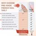 French Tip Press On Nails Kit, Jofay Fashion x Coat Gel Nail Tips Kit, 288Pcs Brown Medium Almond Spring Fake Nail Tips Pre-Base Coat & Pre-French Nails, Acrylic Nails Glue On Nails for Nail Art DIY