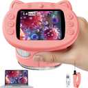 Microscope for Kids, 2.4 Inch Digital Microscope with 1000X Magnification, Handheld Camera Mini Pocket Magnifying Glass, Educational Christmas Birthday Gifts Toys for Ages 3+, Pink