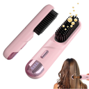 Go Brush Pro for Short Hair 2026 Hair Straightener Brush 300M Negative Ions,Portable Cordless Straightening Comb for Women,Fast Heating 4 Temps for FrizzFree Smooth Hair Travel Gift Light Pink
