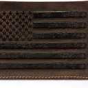 ELIZO Leather Short Wallet for Men Western Wallet Rodeo Mens Wallet Flat Bifold Wallets for Men Biker Billfold Wallet for Men Cowboy Wallet RFID Wallet for Men with Credit Card Holder - Large Flag