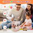 Kids Coffee Maker with Coffee Cups Toy Coffee Maker for Kids Kitchen Playset Gifts Set Toddler Coffee Playset with Lights and Sound Play Coffee Maker Set for Kids Tea Playset