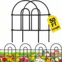 AMAGABELI 35 Panels 18in(H)50ft(L) Decorative Garden Fence No Dig Rustproof Metal Pre-Linking Fence Panels Garden Edging Border Animal Barrier Fencing for Flower Beds Yard Patio Outdoor Decor Black
