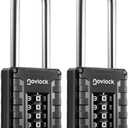 2.76 in Long Shackle Combination Locks | 4-Digit Padlocks for Gym Locker, Cabinets, Toolboxes, Gates, Fences, Sheds | 2-Pack, Black