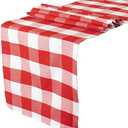 Buffalo Check Table Runner 13''x108'' Red and White Cotton Checkered Table Runner Buffalo Plaid Table Cover for Family Dinners Plaid Table Runner for Farmhouse