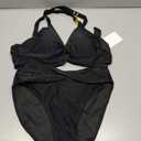 Women's Bikini Sets Tummy Control Two Piece Swimsuits Gold Metal V Neck Twist Front Bathing Suit (Black, M)