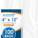 4" X 12" Open-End Flat Poly Bags (100 Count) - 2 Mil Clear Small Plastic Bags for Packaging, Shipping, Storage - No Adhesive Strip - Spartan Industrial
