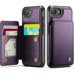 Vinich for iPhone 17e / 16e Wallet Case with Card Holder, RFID Blocking Credit Slots Kickstand Shockproof Phone Cover Fit for iPhone 16e & 17e 6.1" Purple