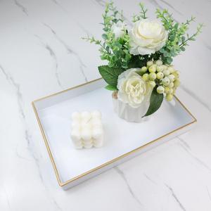 Spsyrine White Bathroom Vanity Tray with Handles for Dresser Tops, Countertop, Perfume Decorative Tray, 11.8 * 7.87 *1.37