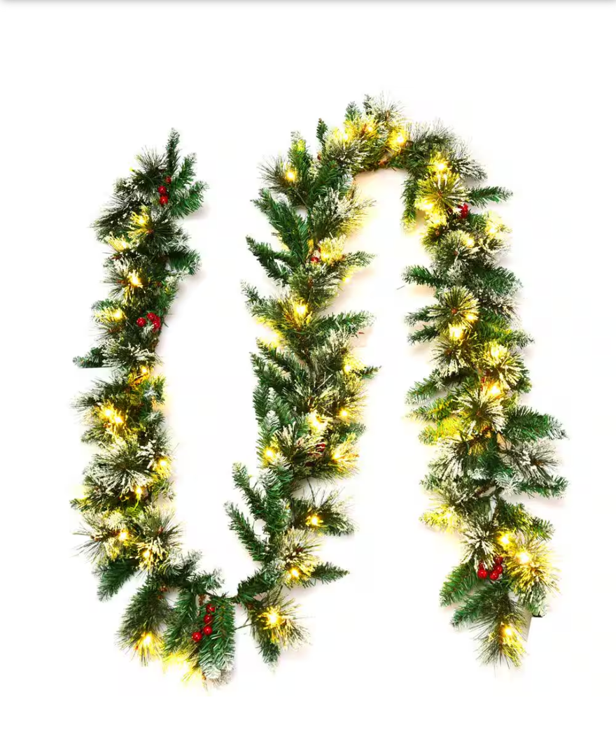 9 ft. Battery Operated Pre-Lit LED Artificial Fall Garland with 50 LED Lights