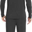 GYS Bamboo Viscose Men's Pajama Sets Long Sleeve Henley Neck Casual Sleep Set with Pockets (Black, XXL)