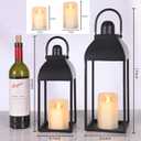 MATAHUM Lanterns Decorative Outdoor Indoor, Black Metal Outdoor Lanterns, 17'' 13'' Set of 2 Modern Farmhouse Candle Lantern Decor Rustic Lanterns Centerpieces for Patio, Front Porch, Mantel, Wedding