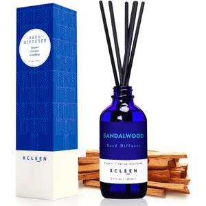 Sandalwood Scented Reed Diffuser Set - Home Fragrance Aromatherapy Gift for Christmas Room Decor (3.7 Ounce)