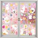 6 x Easter Decoration Window Clings for Glass Window Wall Decorations Rabbit Eggs Bunny Carrot Sticker Decals for Spring Holiday Art Decor