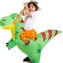 Spooktacular Creations Inflatable Costume for Kids, Riding a Green Dinosaur Costume, Blow-up Dinosaur Halloween Ride On with Hat - Child (4-6 Yrs)