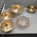 Gold Mixing Bowls with Airtight Lids Stainless Steel Mixing Bowl Set of 5, 4 Metal Nesting Organizers 4 in 1 Colander Non-slip Bottom Size 1.5, 2.0, 2.5, 4.0 Qt for Baking Serving Food