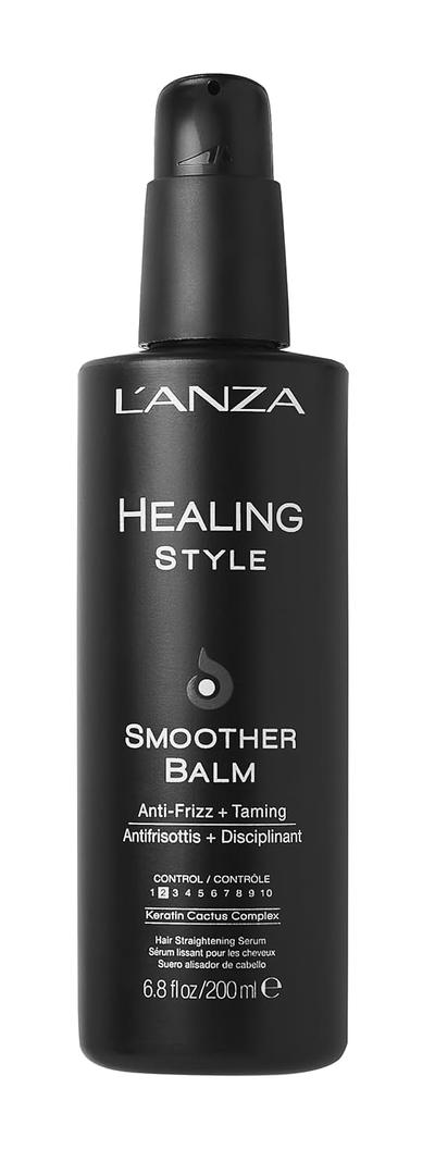 L'ANZA Healing Style Smoother Balm, New & Improved Keratin Hair Treatment & Hair Straightener Serum, Heat Protection & Anti Frizz Formula, for Curly, Frizzy & Wavy Locks (6.8 Fl Oz (Pack of 1))