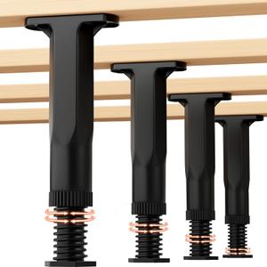 4PC Bed Frame Support Legs Stabilizer Replacement Universal Slat Reinforcement 7.6-14.5 inch Black