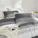 Litanika Dark Grey Bed Comforter Set Twin/Twin XL Size, 2 Pieces Lightweight Striped Bedding Comforter Set, Soft All Season Down Alternative Comforter (1 Comforter, 1 Pillowcase)
