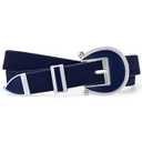 XZQTIVE Women Skinny Suede Belt for Jeans Pants Dresses Fashion Ladies Belt with Vintage Semi-Circle Buckle, Navy Blue (Fit Waist Size 32”-36”)